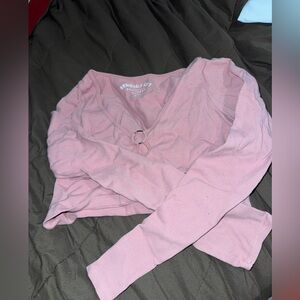 Pink long sleeve crop top